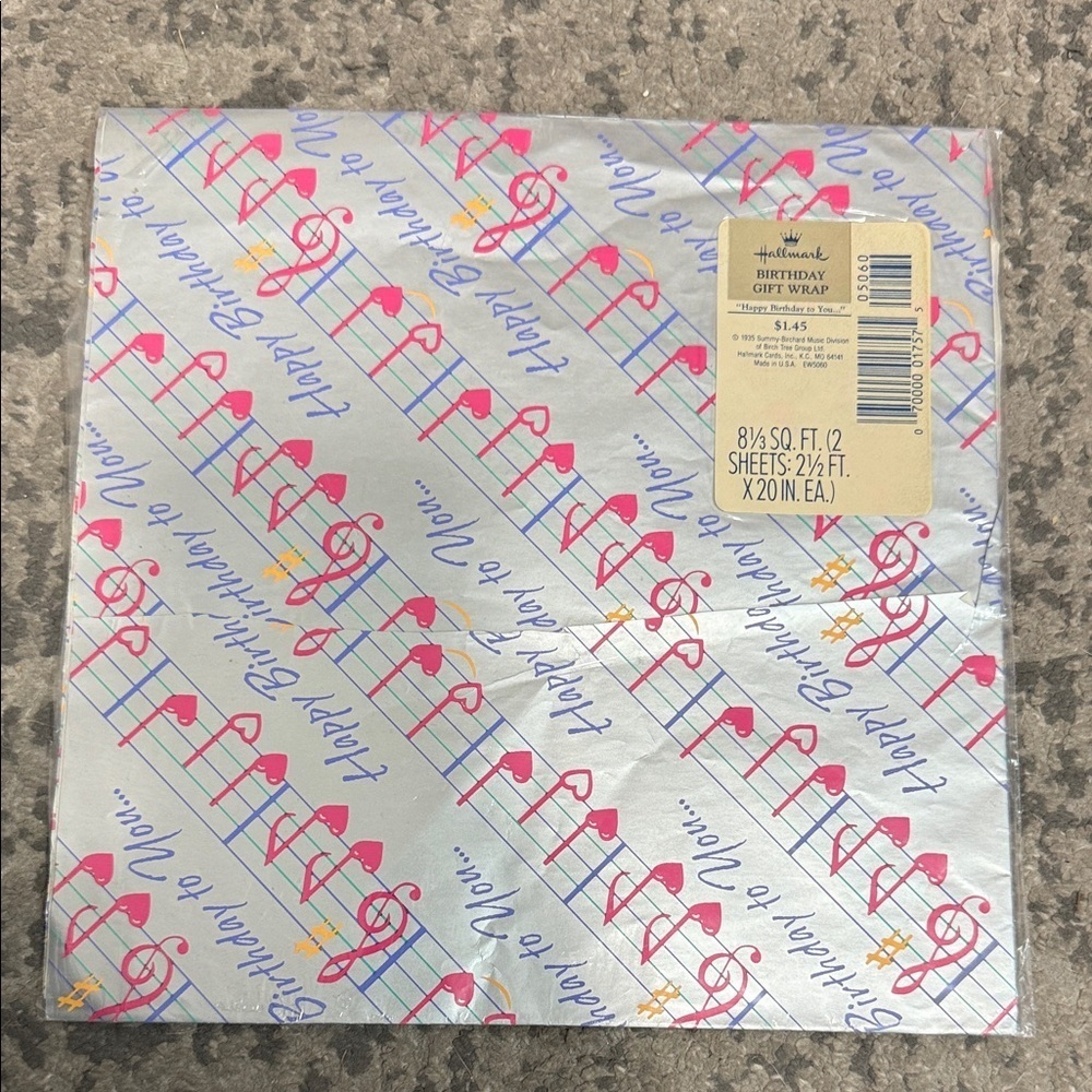 Hallmark Silver and Pink Musical Gift Wrap 80’s 90’s